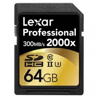 Lexar Pro 64GB SDXC C10 UHS-II U3 R300/W260MB/s 4K